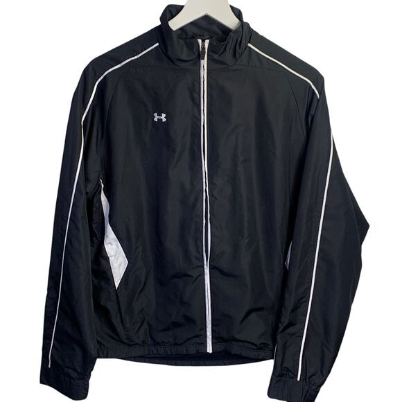 Under Armour Women’s Crave Jacket Black with White Trim Windbreaker W-195 Size L - Picture 1 of 10